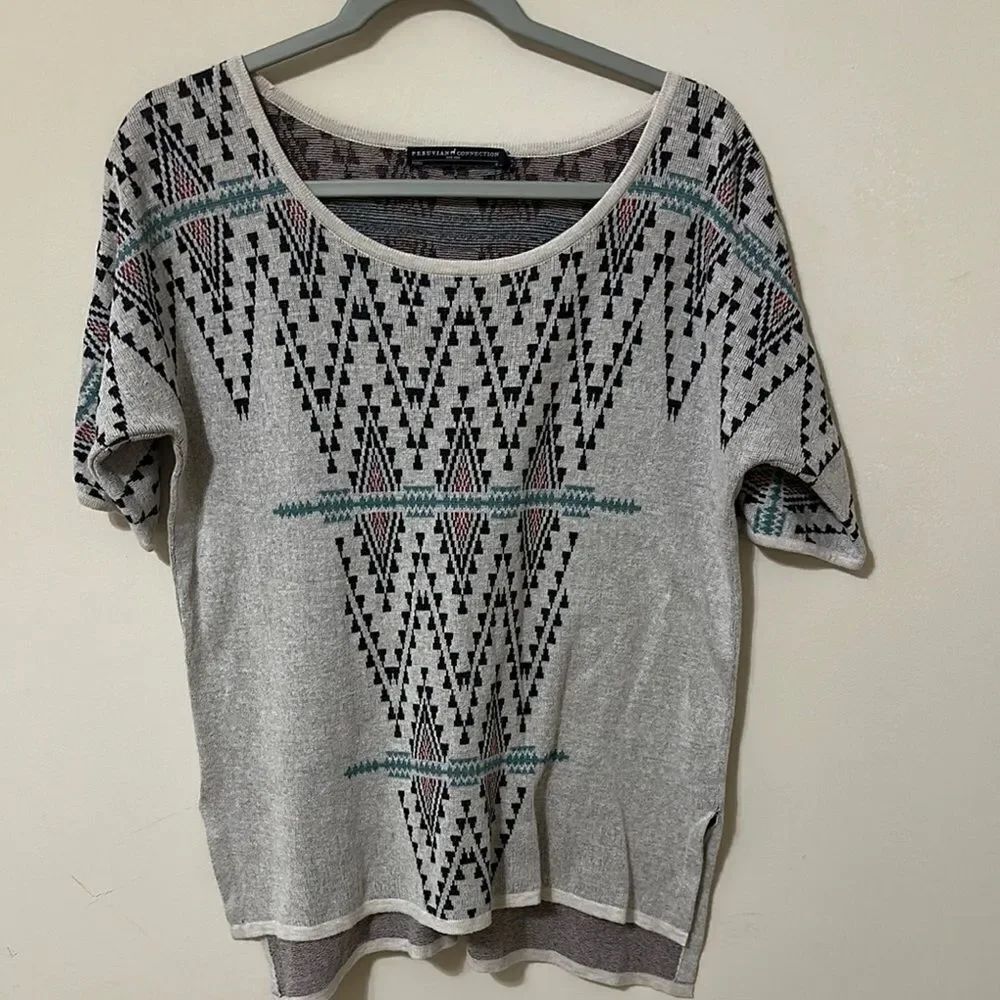 Peruvian Connection Pima Cotton Sweater Like Short Sleeve Top